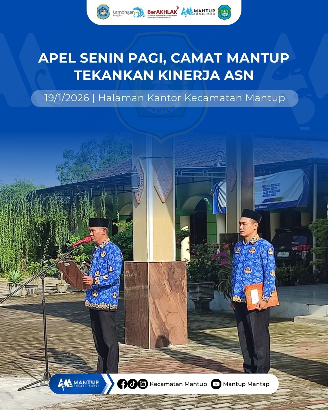 Foto: Apel Senin Pagi, Camat Mantup Tekankan Kinerja ASN