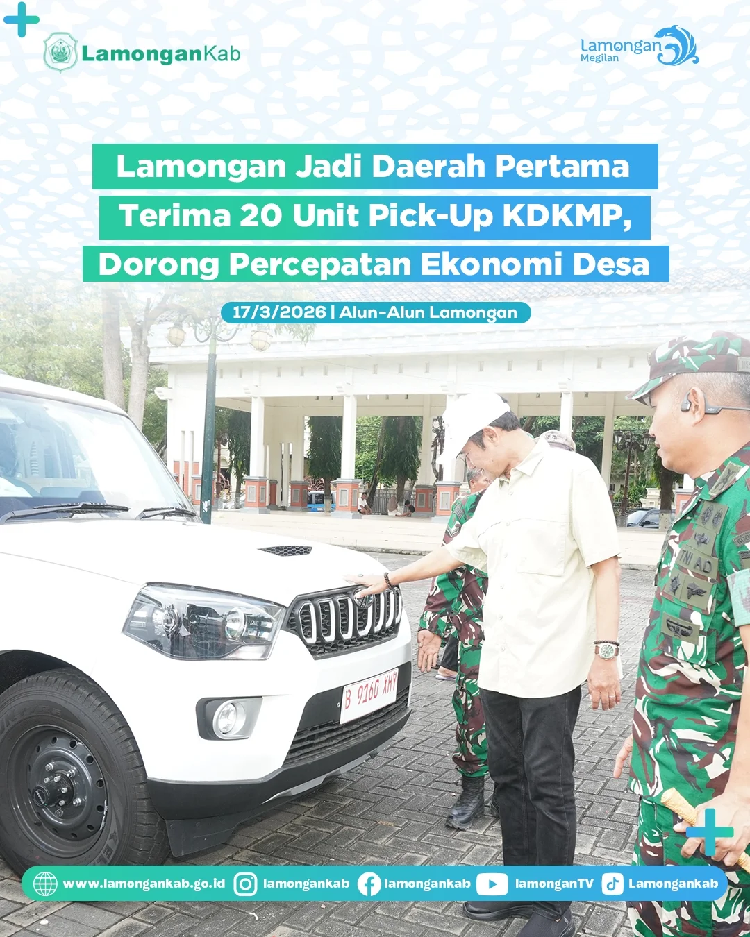Foto: Lamongan Jadi Daerah Pertama Terima 20 Unit Pick-up KDKMP, Dorong Percepat Ekonomi Desa