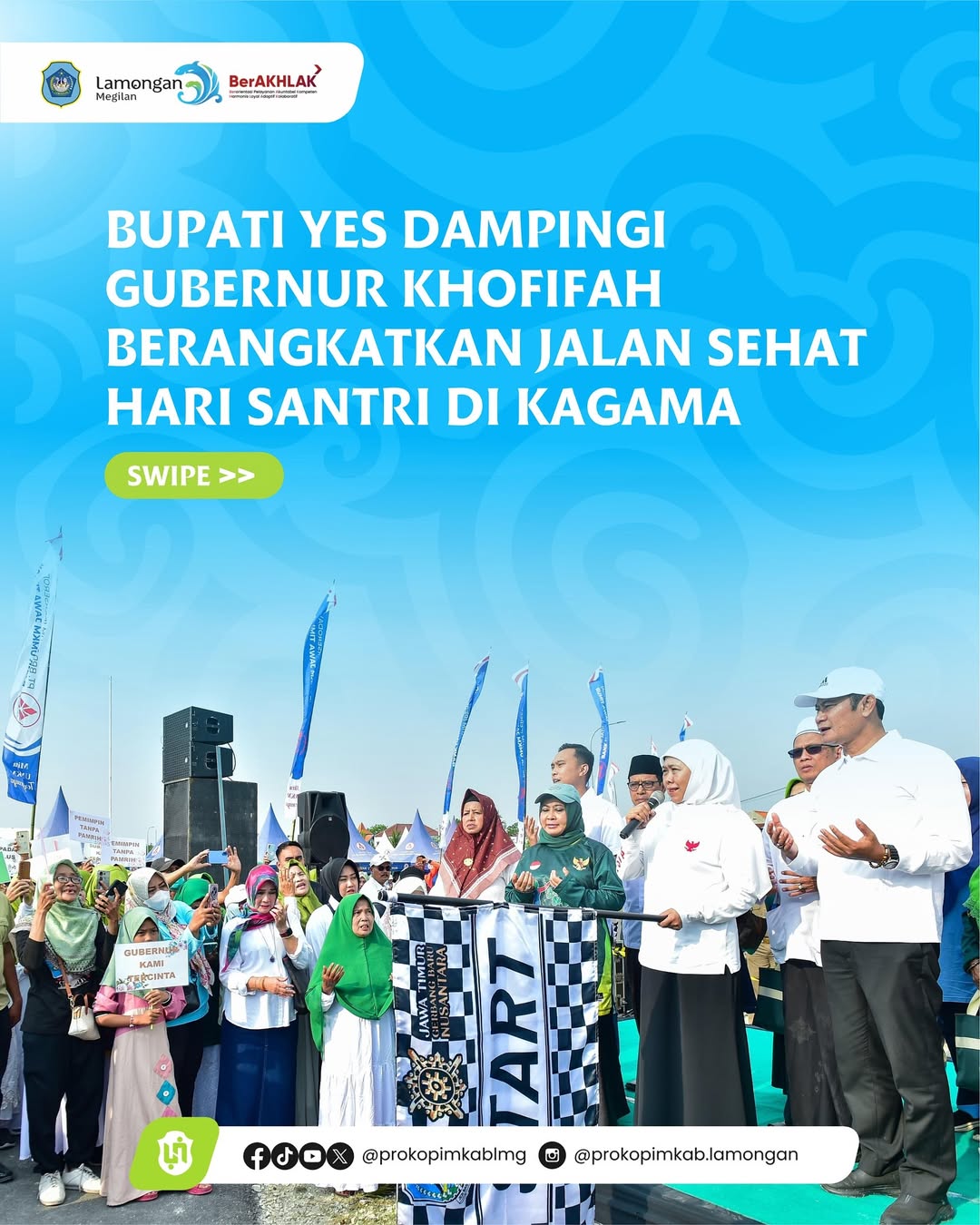 Foto: Bupati Yes Dampingi Gubernur Khofifah Berangkatkan Jalan Sehat Hari Santri di KAGAMA