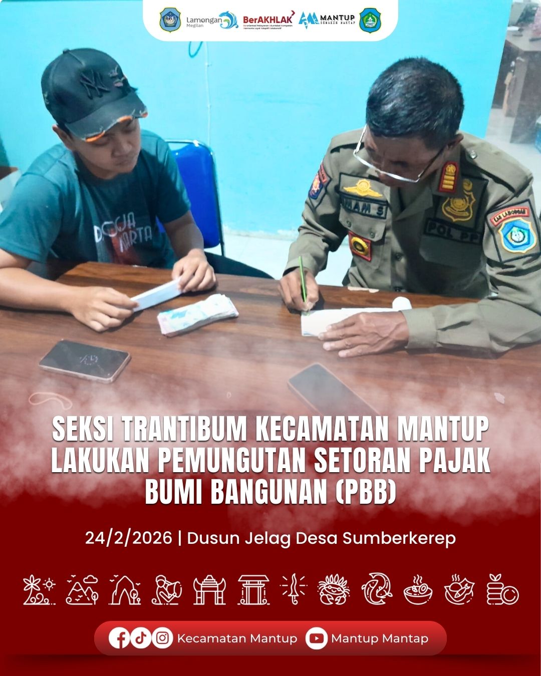 Foto: Seksi Trantibum Kecamatan Mantup Lakukan Pemungutan Setoran PBB di Dusun Jelag Desa Sumberkerep