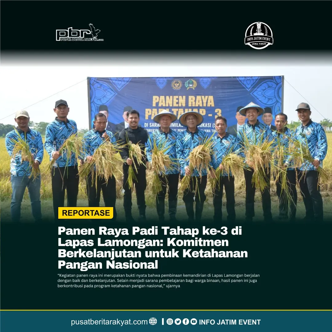 Foto: Panen Raya Padi Tahap 3 di Lapas Lamongan: Komitmen Berkelanjutan Untuk Ketahanan Pangan Nasional