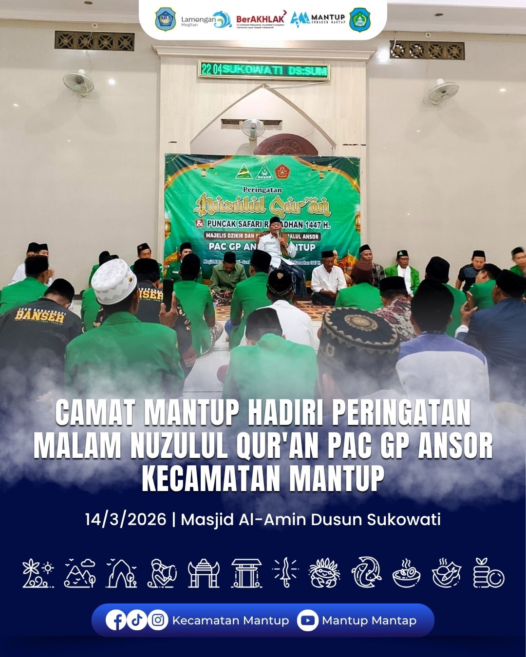 Foto: Camat Mantup Hadiri Peringatan Malam Nuzulul Qur'an PAC GP Ansor Kecamatan Mantup