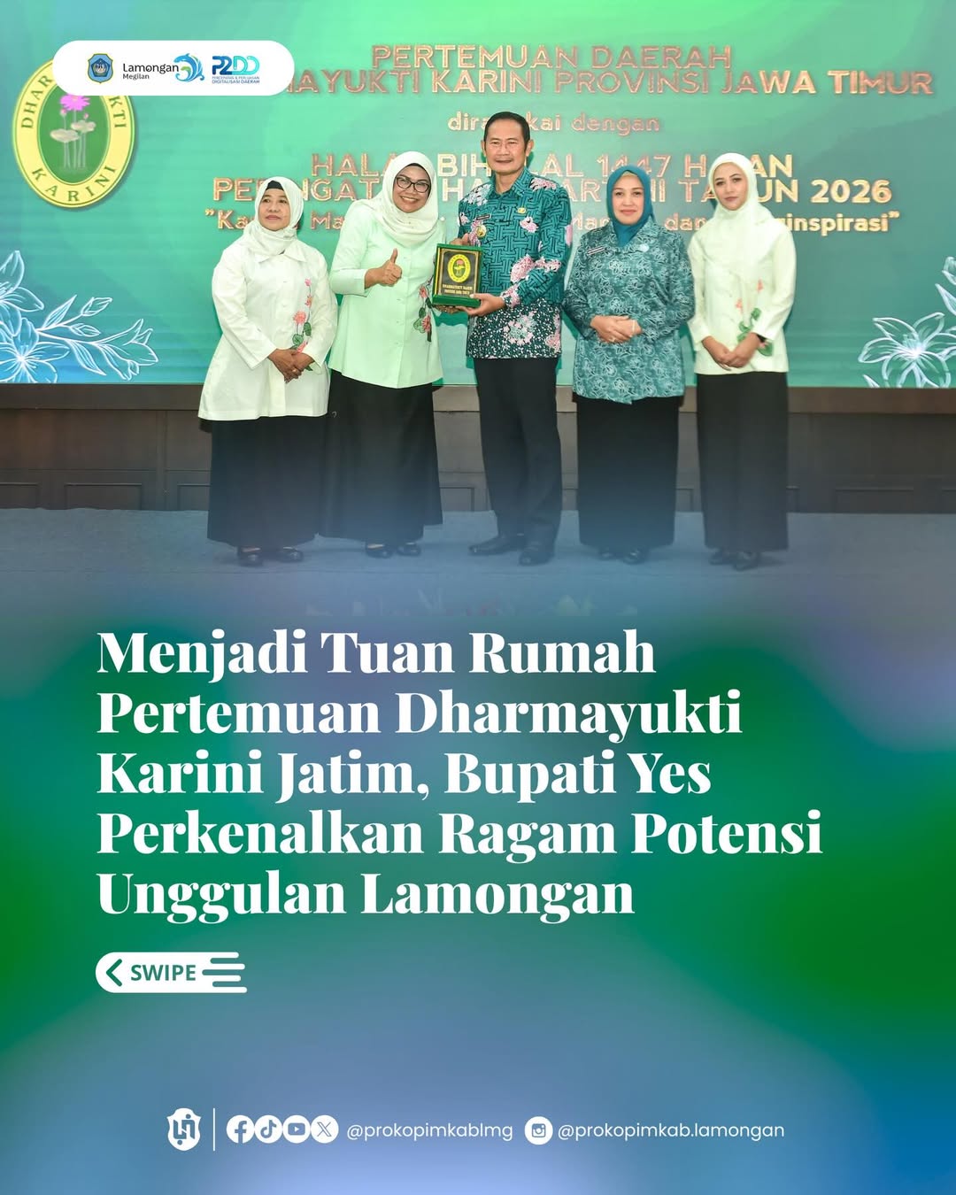 Foto: Menjadi Tuan Rumah Pertemuan Dharmayukti Karini Jatim, Bupati Yes Perkenalkan Ragam Potensi Unggulan Lamongan