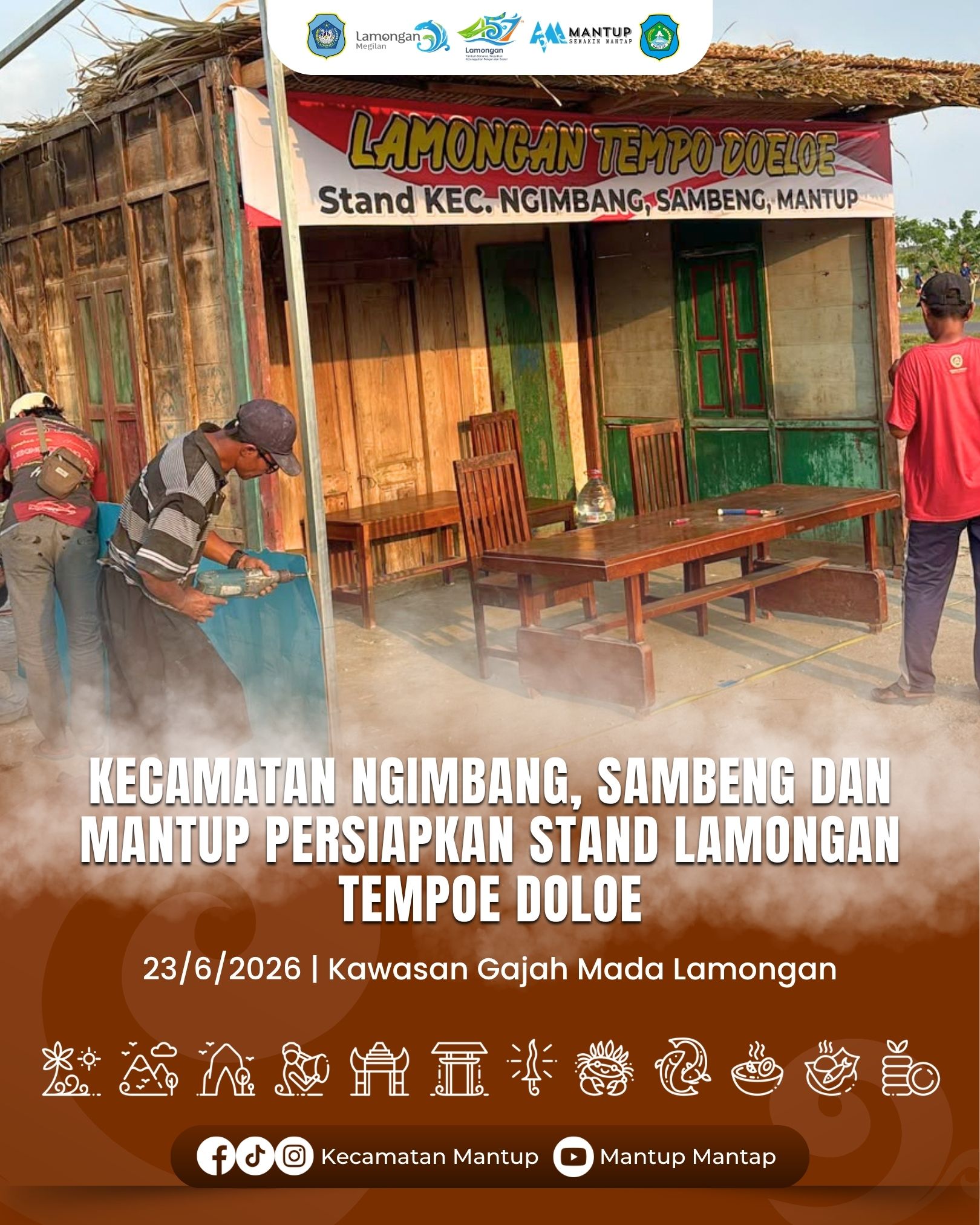 Foto: Kecamatan Ngimbang, Sambeng, dan Mantup Matangkan Pembuatan dan Penataan Dekorasi Stan Lamongan Tempo Doeloe