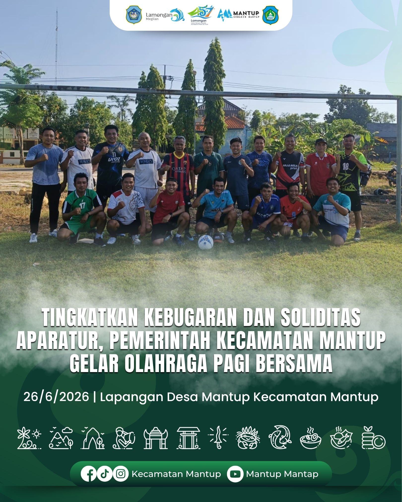 Foto: Tingkatkan Kebugaran dan Soliditas Aparatur, Pemerintah Kecamatan Mantup Gelar Olahraga Pagi Bersama
