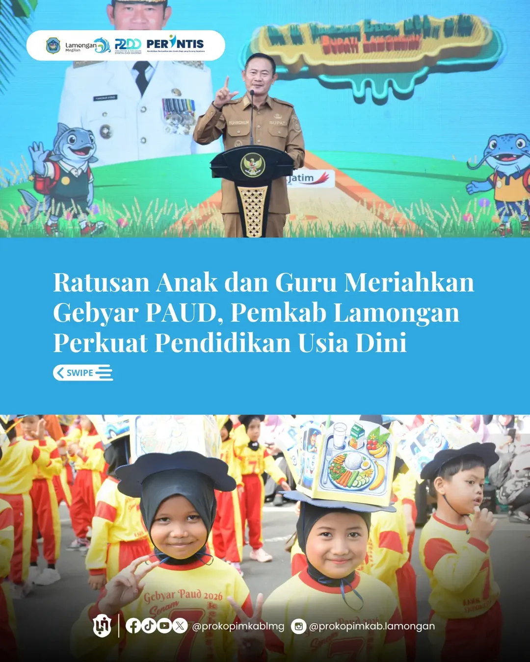 Foto: Ratusan Anak dan Guru Meriahkan Gebyar PAUD, Pemkab Lamongan Perkuat Pendidikan Usia Dini