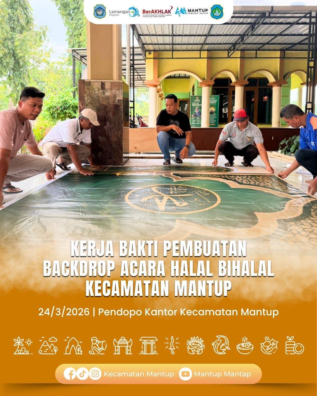 Foto: Kerja Bakti Pembuatan Backdrop Acara Halal Bihalal Kecamatan Mantup