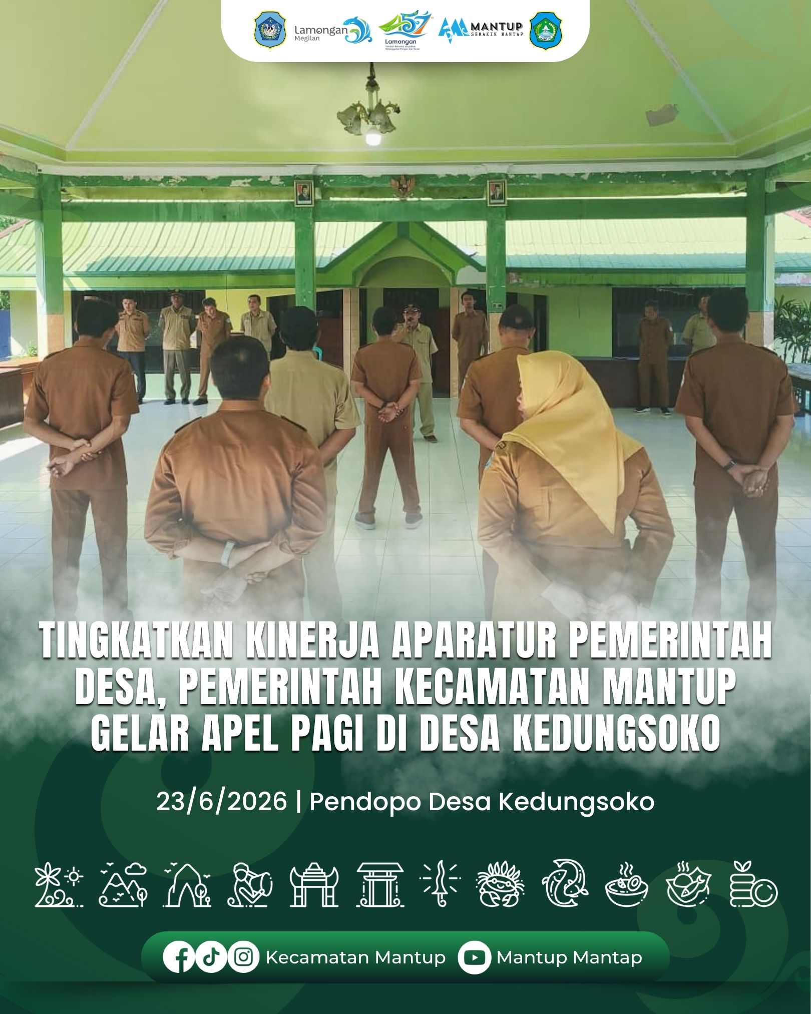 Foto: Tingkatkan Kinerja Aparatur Pemerintah Desa, Pemerintah Kecamatan Mantup Gelar Apel Pagi di Desa Kedungsoko