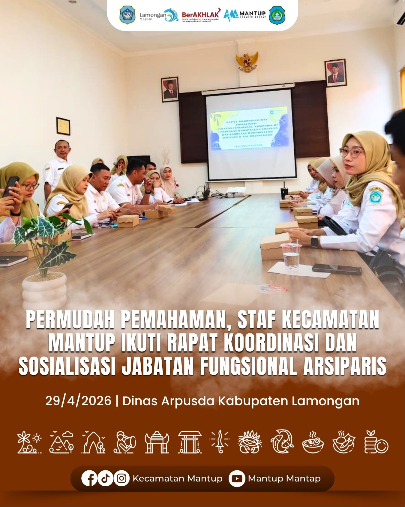 Foto: Permudah Pemahaman, Staf Kecamatan Mantup Ikuti Rapat Koordinasi dan Sosialisasi Jabatan Fungsional Arsiparis Pemkab Lamongan