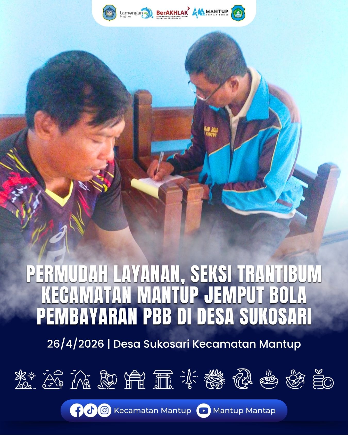 Foto: Permudah Layanan, Seksi Trantibum Kecamatan Mantup Jemput Bola Pembayaran PBB di Desa Sukosari