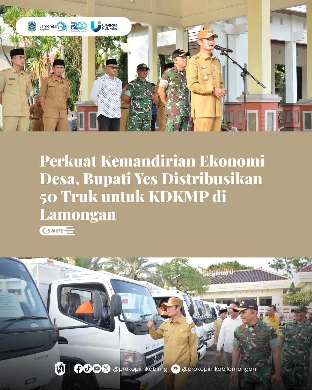 Foto: Perkuat Kemandirian Ekonomi Desa, Bupati Yes Distribusikan 50 Truk untuk KDKMP di Lamongan