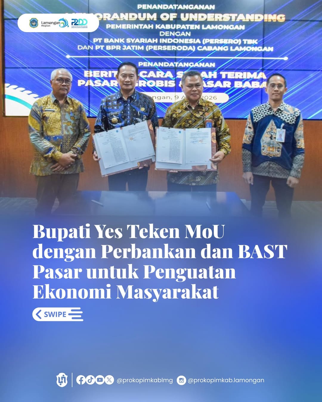 Foto: Bupati Yes Teken MoU dengan Perbankan dan BAST Pasar untuk Penguatan Ekonomi Masyarakat
