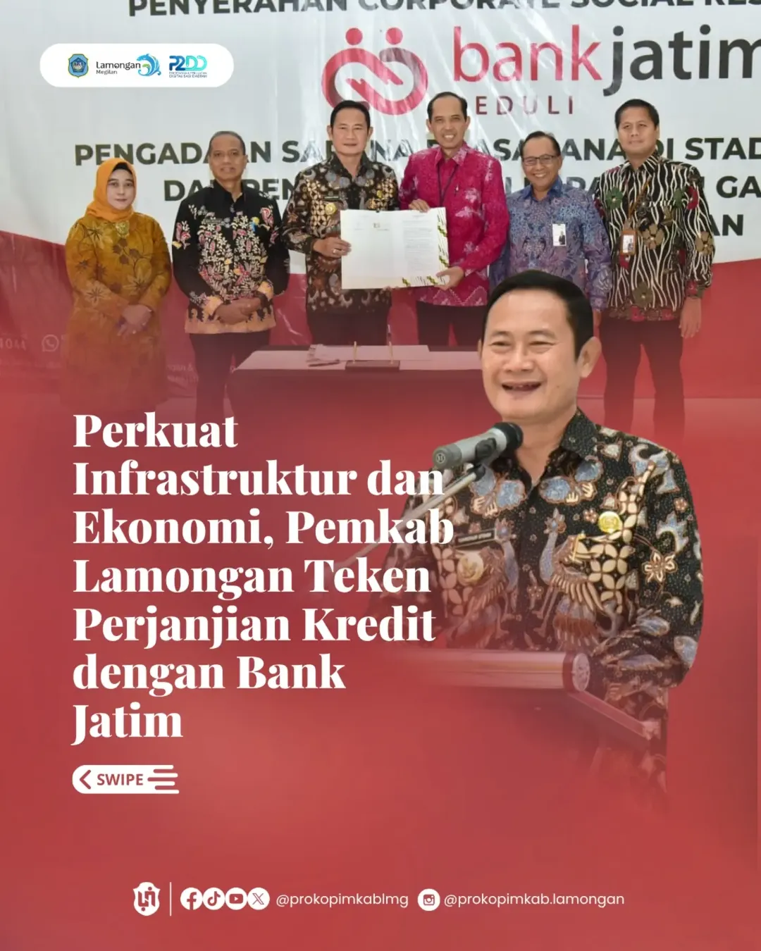 Foto: Perkuat Infrastruktur dan Ekonomi, Pemkab Lamongan Teken Perjanjian Kredit dengan Bank Jatim