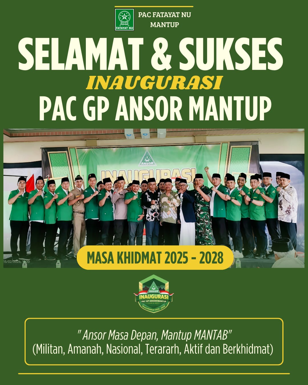 Foto: Selamat dan Sukses...!! INAUGURASI PAC GP Ansor Mantup Masa Khidmat 2025 – 2028