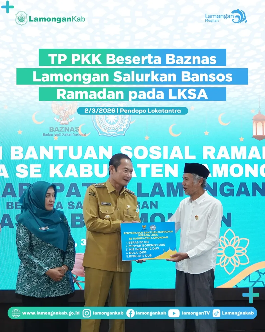 Foto: TP PKK Beserta Baznas Lamongan Salurkan Bansos Ramadan Pada LKSA