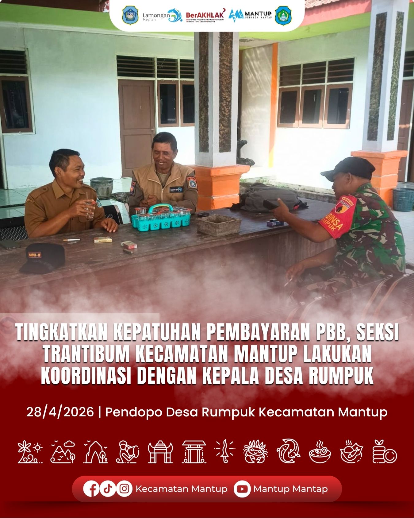 Foto: Tingkatkan Kepatuhan Pembayaran PBB, Seksi Trantibum Kecamatan Mantup Lakukan Koordinasi dengan Kepala Desa Rumpuk