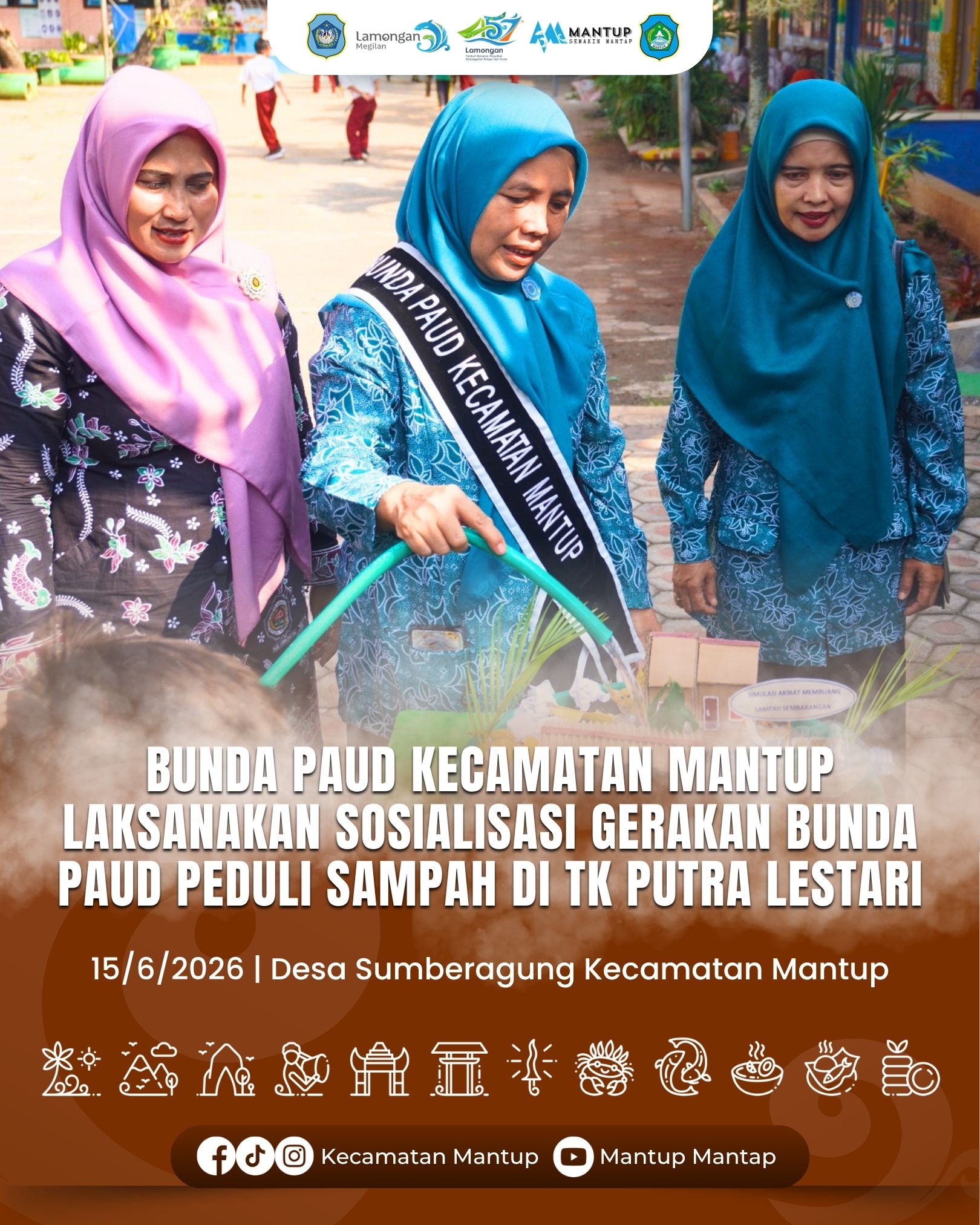 Foto: Bunda PAUD Kecamatan Mantup Laksanakan Sosialisasi Gerakan Bunda PAUD Peduli Sampah di TK Putra Lestari Desa Sumberagung