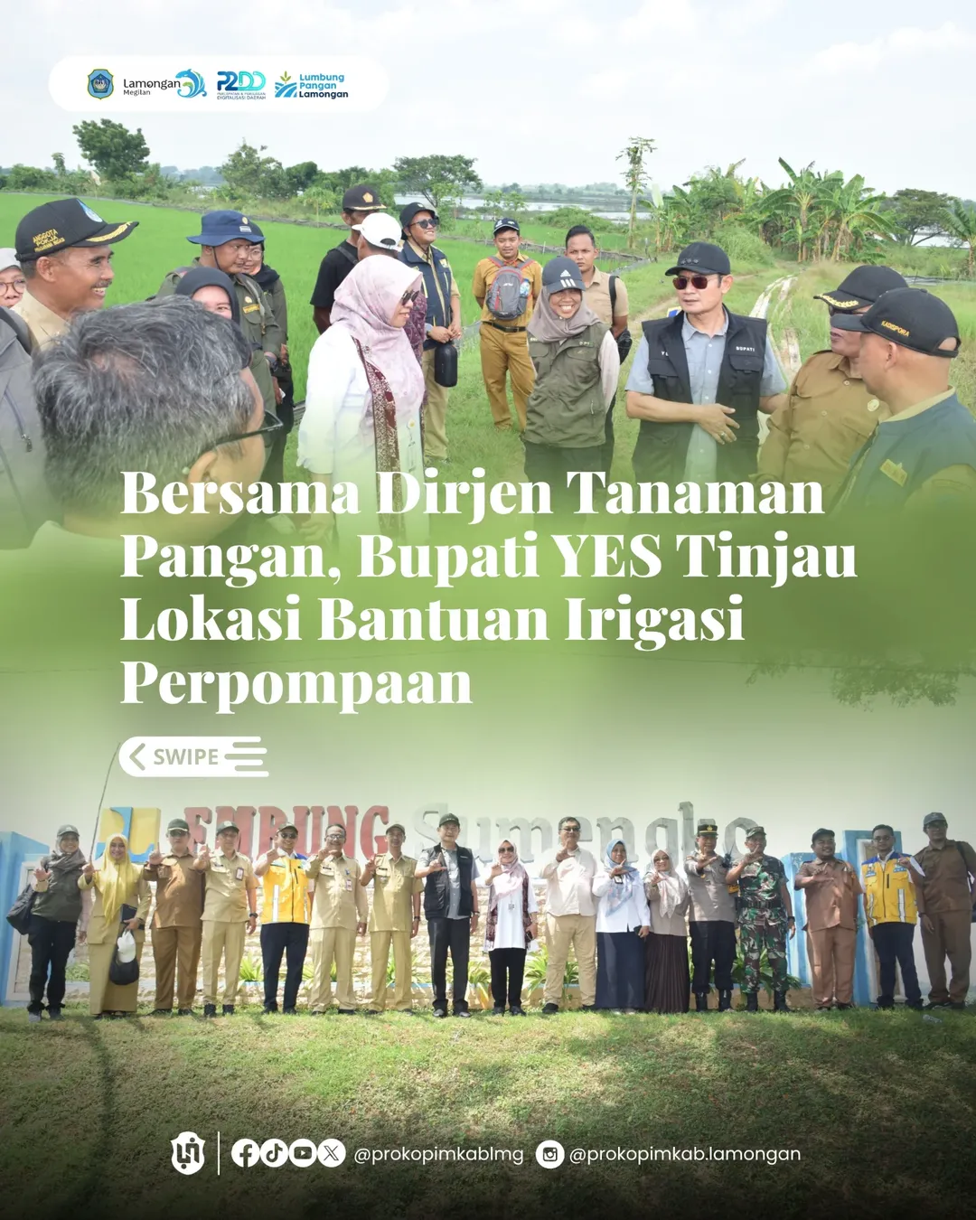 Foto: Bersama Dirjen Tanaman Pangan, Bupati YES Tinjau Lokasi Bantuan Irigasi Perpompaan