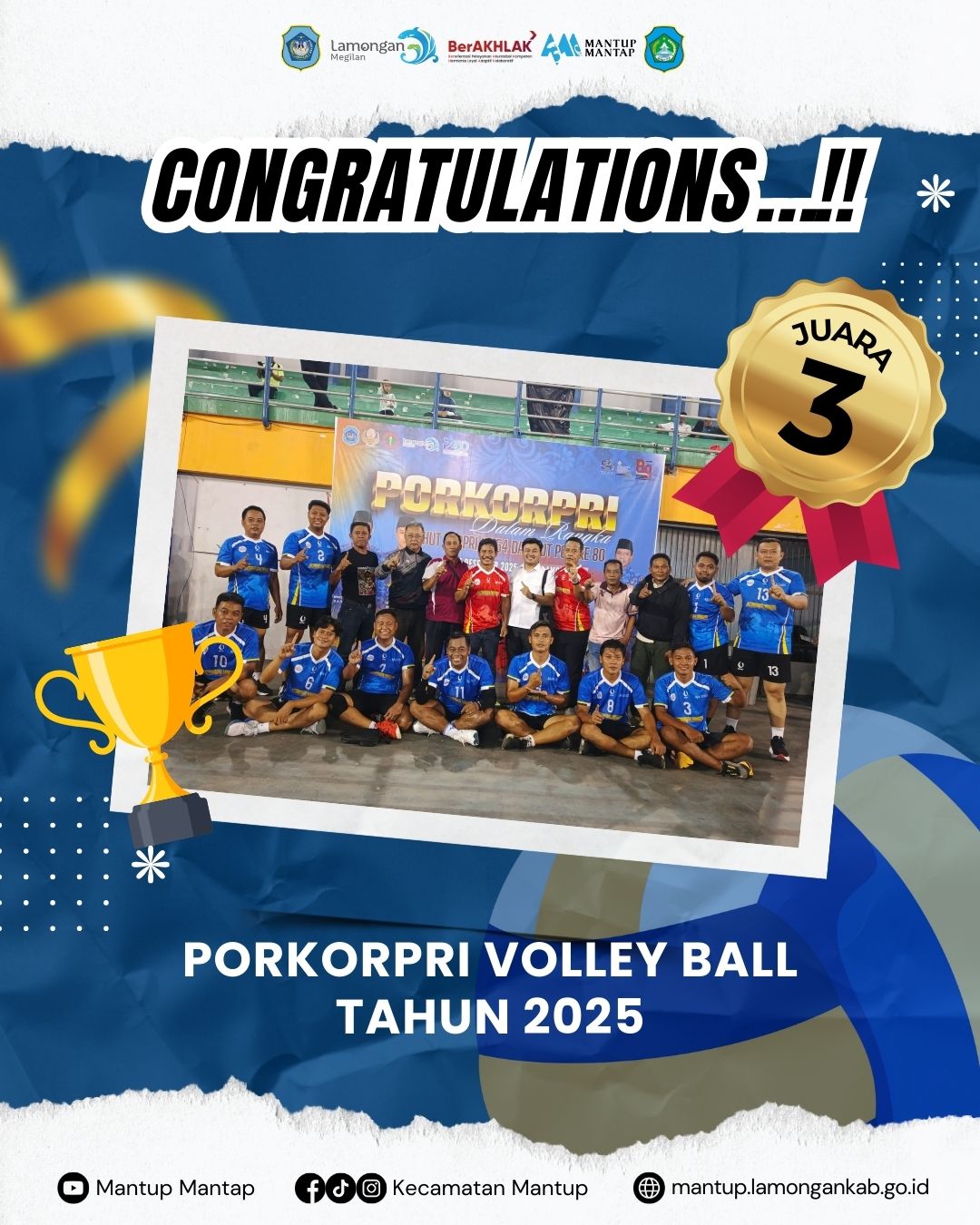 Foto: SELAMAT & SUKSES TIM BOLA VOLLY KECAMATAN MANTUP
