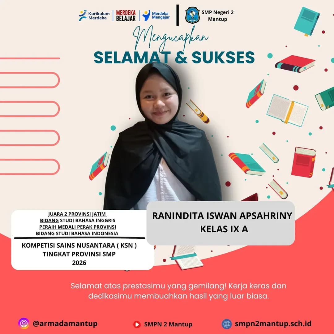 Foto: SELAMAT DAN SUKSES ATAS PRESTASI DALAM KOMPETISI SAINS NUSANTARA (KSN) TINGKAT NASIONAL SMP 2026