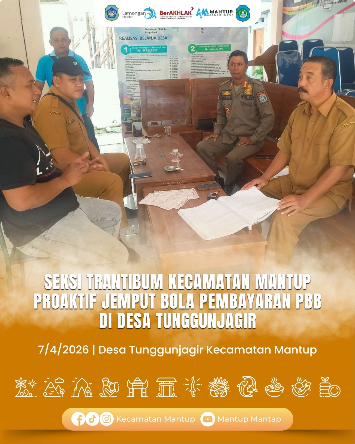 Seksi Trantibum Kecamatan Mantup Proaktif Jemput Bola Pembayaran PBB di Desa Tunggunjagir