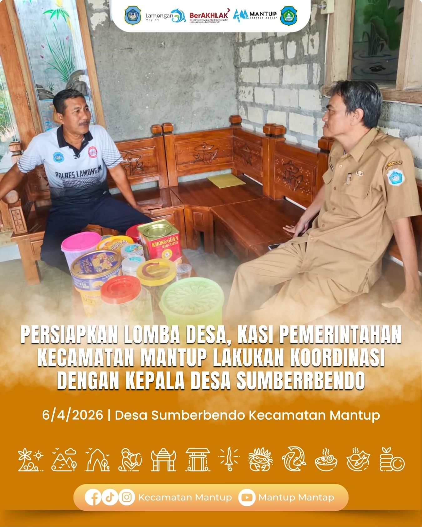Persiapkan Lomba Desa dan Kelurahan, Kasi Pemerintahan Kecamatan Mantup Lakukan Koordinasi Dengan Kepala Desa Sumberrbendo