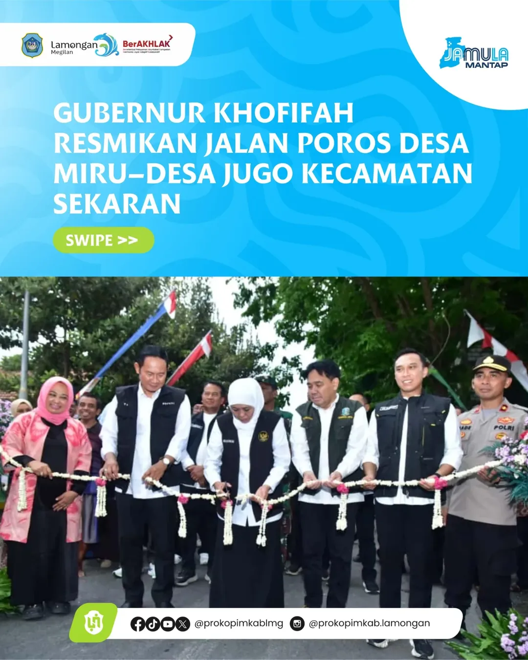 Foto: Gubernur Khofifah Resmikan Jalan Poros Desa Miru–Desa Jugo Kecamatan Sekaran