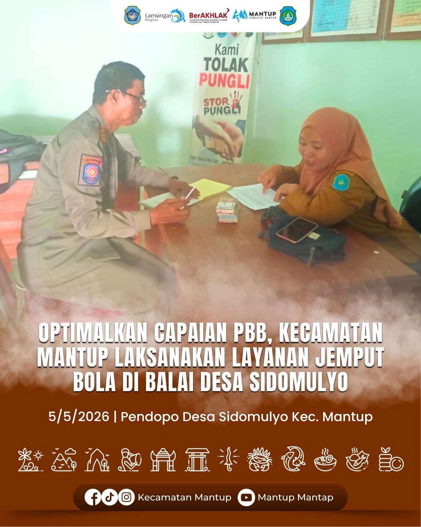 Foto: Optimalkan Capaian PBB, Kecamatan Mantup Laksanakan Layanan Jemput Bola Di Balai Desa Sidomulyo