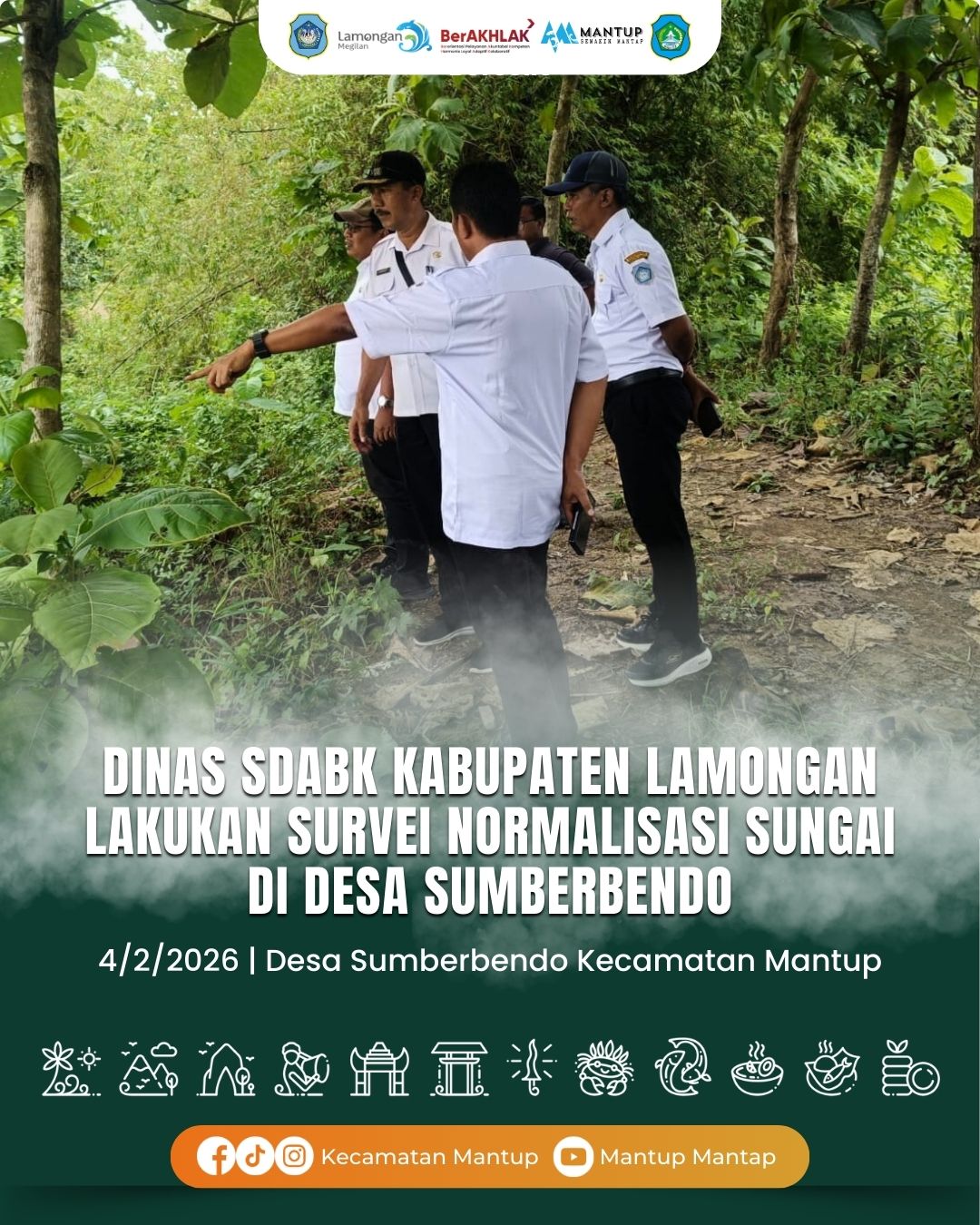 Foto: Dinas Sumber Daya Air dan Bina Konstruksi (SDABK) Kabupaten Lamongan Lakukan Survei Normalisasi Sungai di Desa Sumberbendo