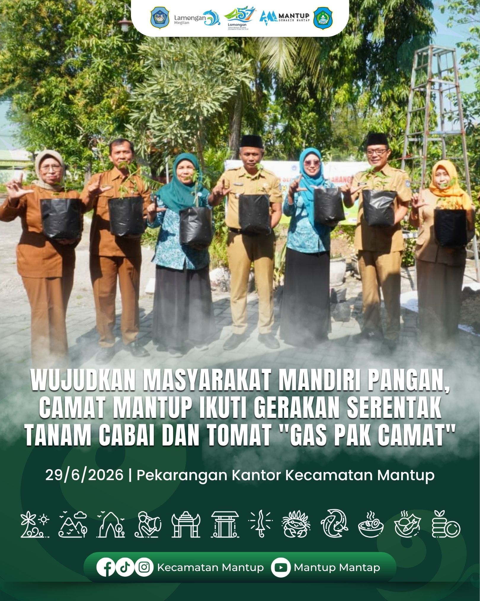 Wujudkan Masyarakat Mandiri Pangan, Camat Mantup Ikuti Gerakan Serentak Tanam Cabai dan Tomat "GAS PAK CAMAT"