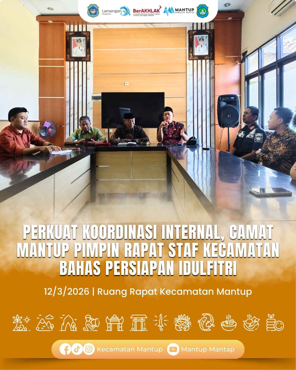 Foto: Perkuat Koordinasi Internal, Camat Mantup Pimpin Rapat Staf Kecamatan Bahas Persiapan Idulfitri