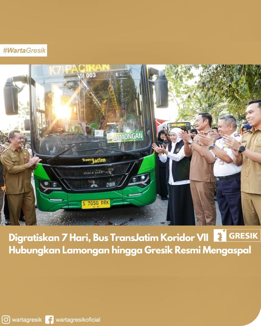 Foto: Digratiskan 7 Hari, Bus Trans Jatim Koridor VII Hubungkan Lamongan Hingga Gresik Resmi Mengaspal