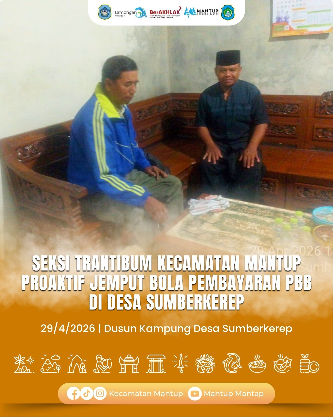 Foto: Seksi Trantibum Kecamatan Mantup Proaktif Jemput Bola Pembayaran PBB di Desa Sumberkerep