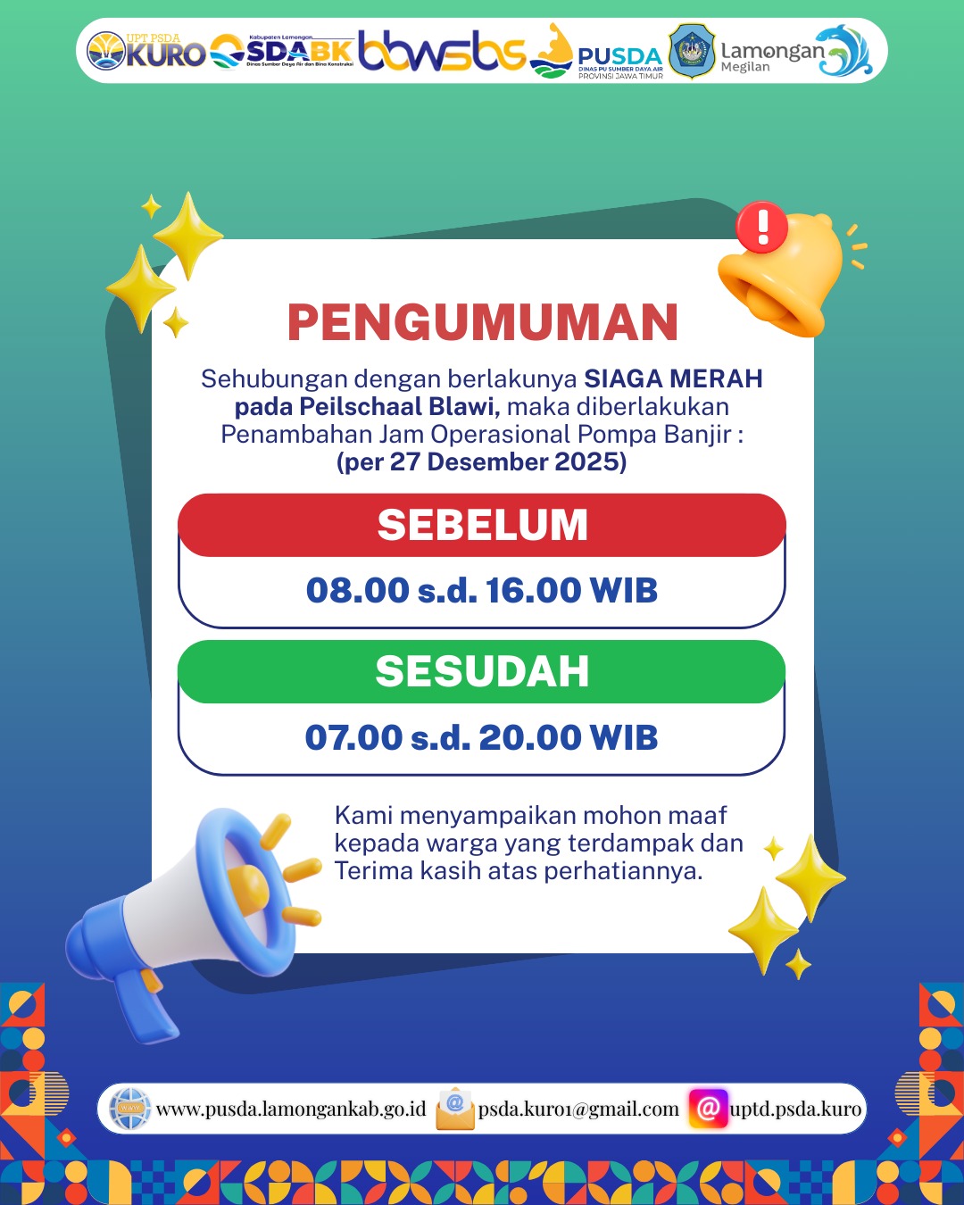 Foto: Penambahan Jam Operasional Pompa Siaga Banjir Di Sluis Kuro