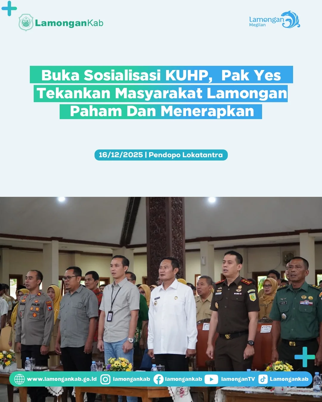 Foto: lamongankab Buka Sosialisasi KUHP, Pak YES Tekankan Masyarakat Lamongan Paham dan Menerapkan