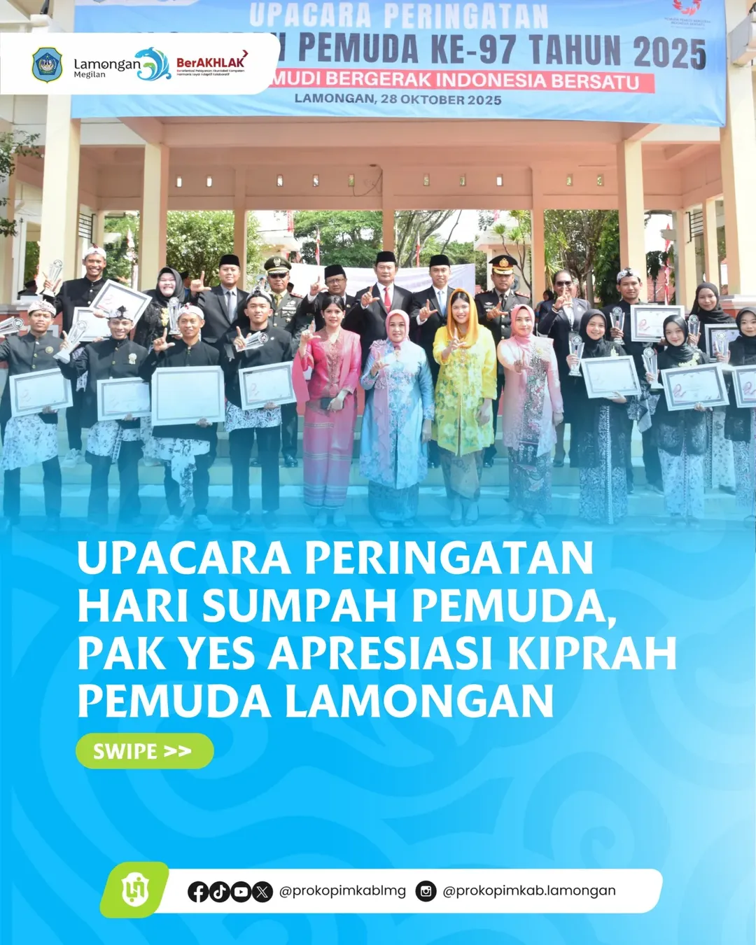 Foto: Upacara Peringatan Hari Sumpah Pemuda, Pak YES Apresiasi Kiprah Pemuda Lamongan