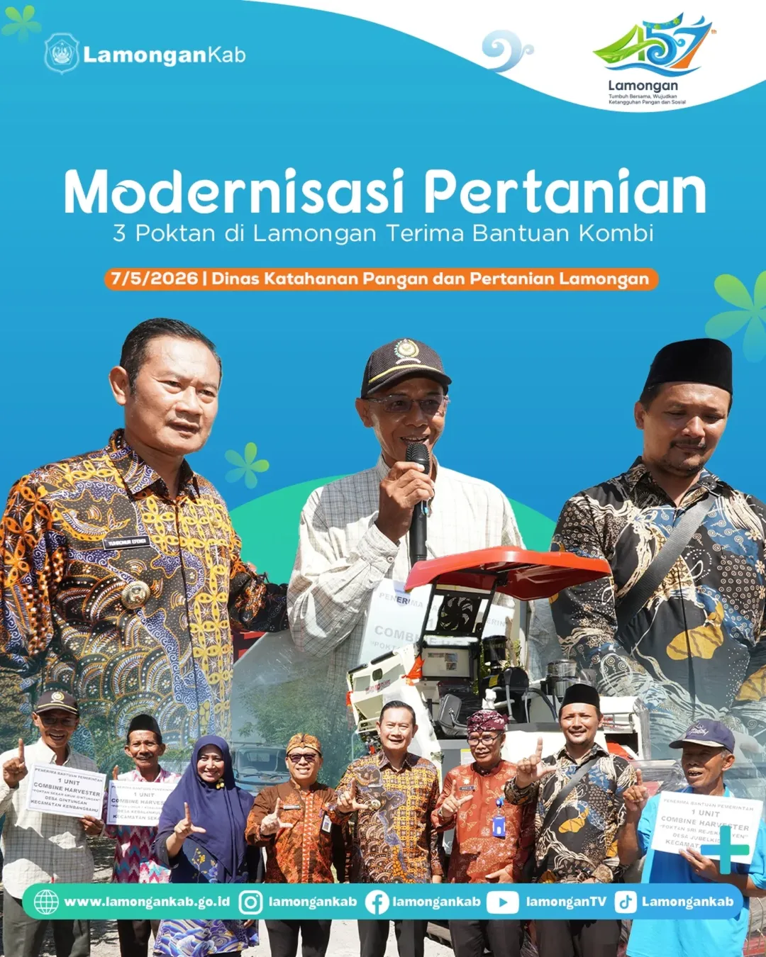 Foto: Modernisasi Pertanian 3 Poktan di Lamongan Terima Bantuan Kombi