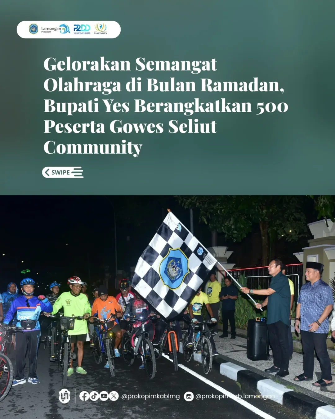 Foto: Gelorakan Semangat Olahraga di Bulan Ramadan, Bupati Yes Berangkatkan 500 Peserta Gowes Seliut Community
