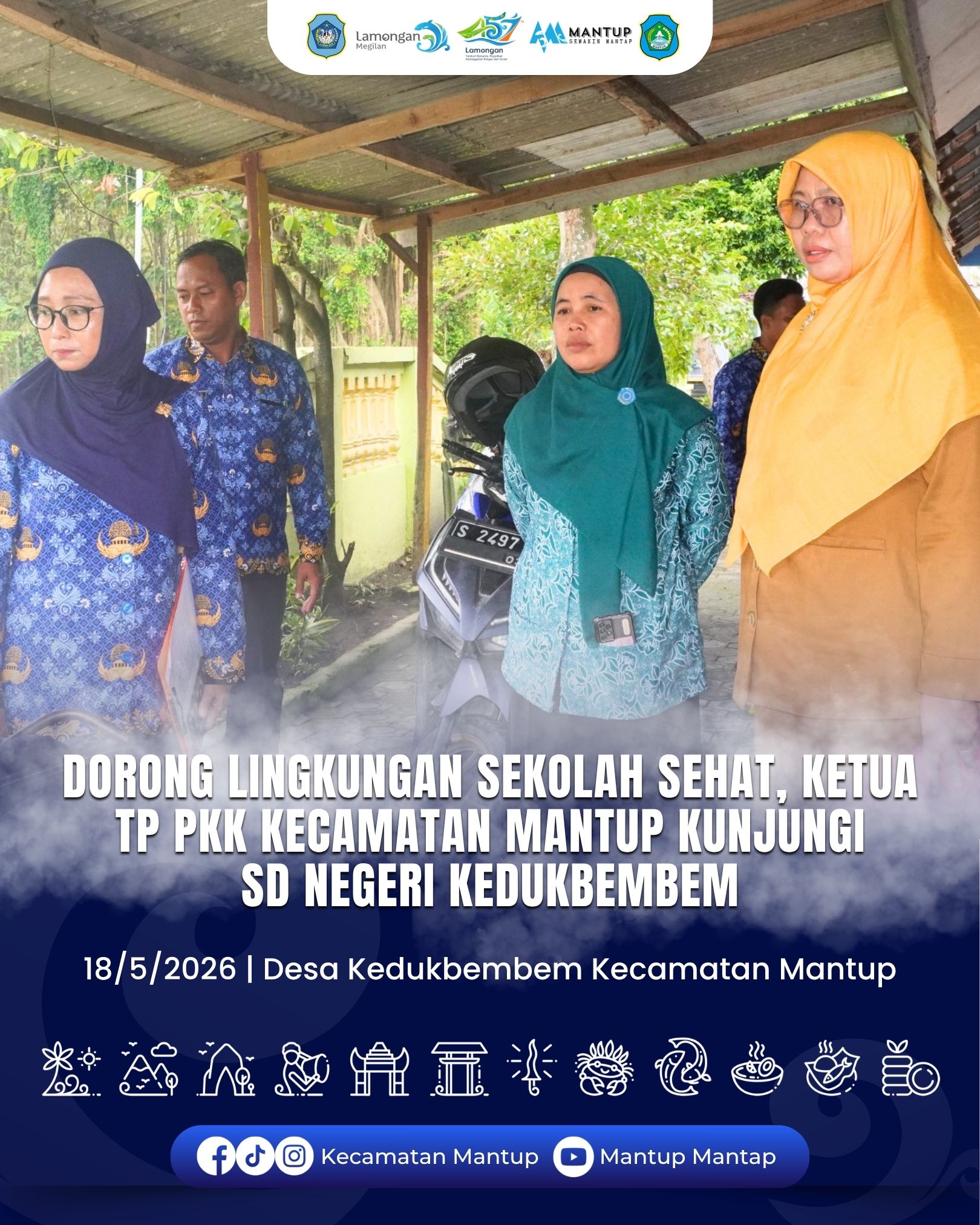 Foto: Dorong Lingkungan Sekolah Sehat, Ketua TP PKK Kecamatan Mantup Kunjungi SD Negeri Kedukbembem