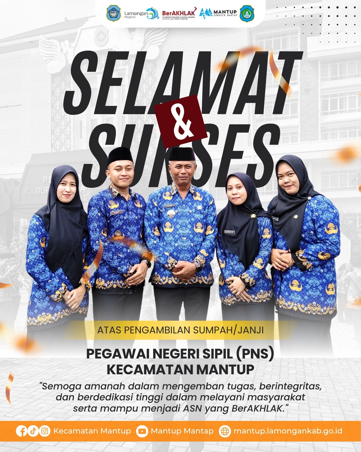 Foto: Selamat & Sukses Atas Pengambilan Sumpah/Janji Pegawai Negeri Sipil Kecamatan Mantup