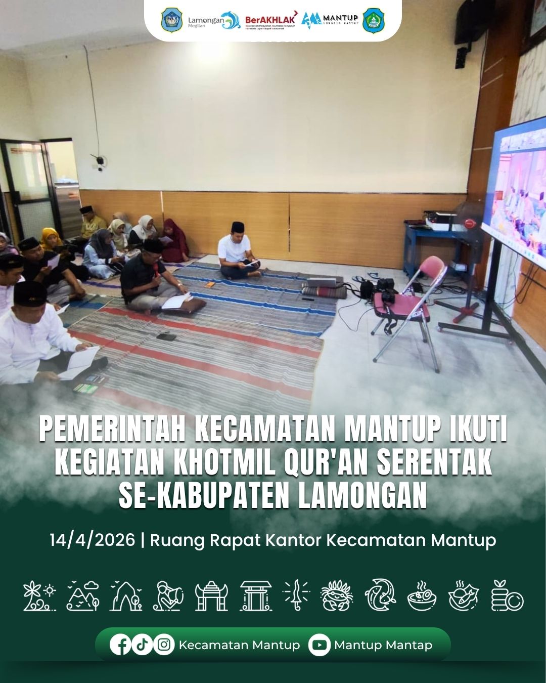 Foto: Pemerintah Kecamatan Mantup Ikuti Kegiatan Khotmil Qur'an Serentak Se-Kabupaten Lamongan