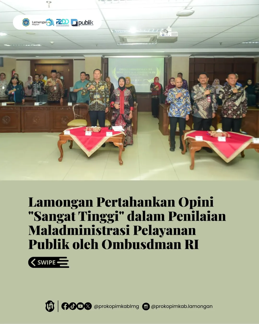 Foto: Lamongan Pertahankan Opini "Sangat Tinggi" dalam Penilaian Maladministrasi Pelayanan Publik oleh Ombusdman RI
