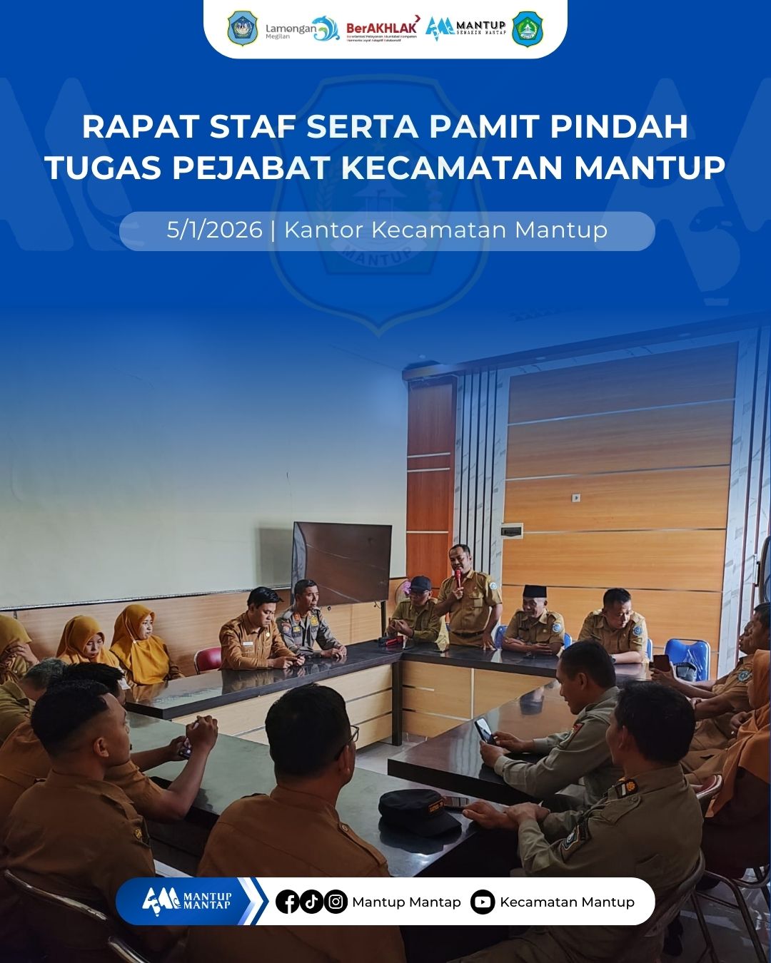 Foto: Rapat Staf Serta Pamit Pindah Tugas Pejabat Kecamatan Mantup