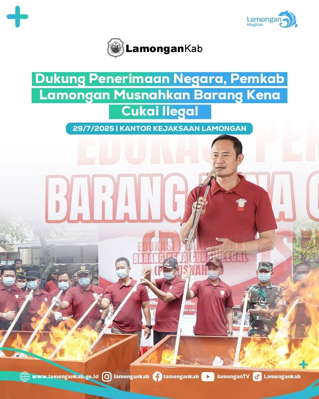 Foto: Dukung Penerimaan Negara, Pemkab Lamongan Musnahkan Brang Kena Cukai Ilegal