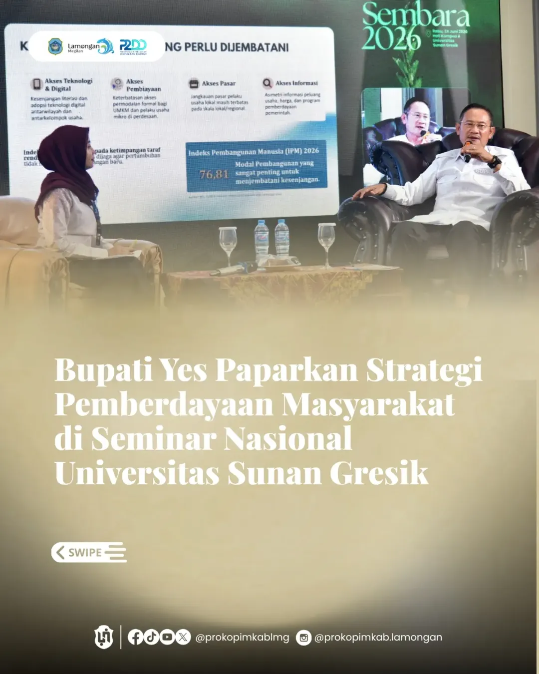 Foto: Bupati YES Paparkan Strategi Pemberdayaan Masyarakat di Seminar Nasional Universitas Sunan Gresik