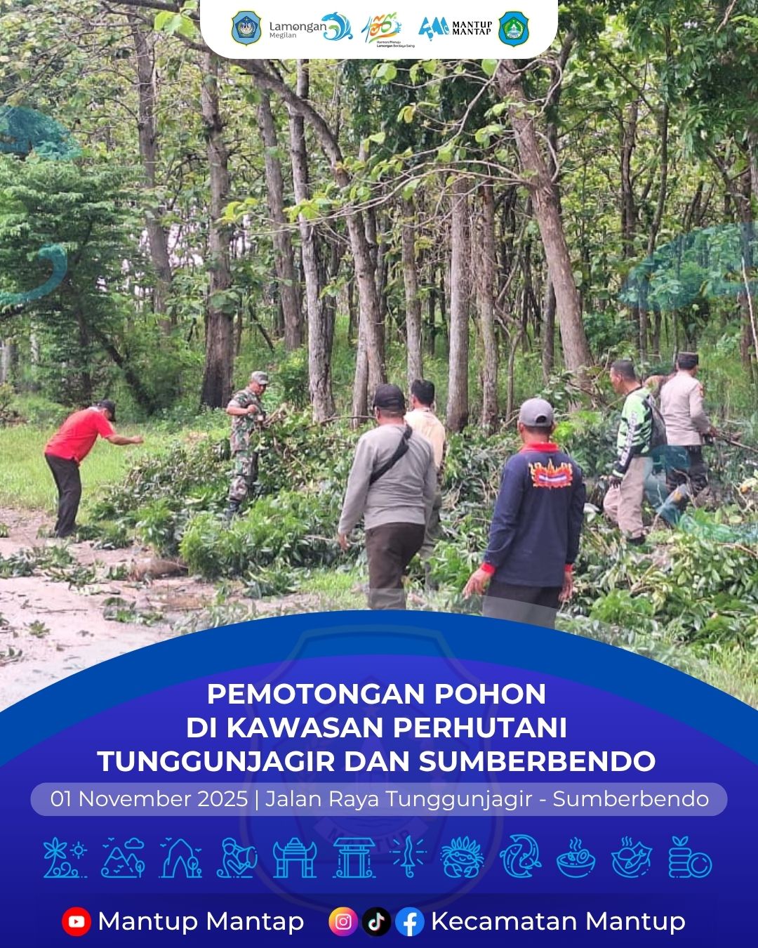 Foto: Pemotongan Pohon di Kawasan Perhutani Tunggunjagir dan Sumberbendo untuk Meminimalisir Pohon Tumbang