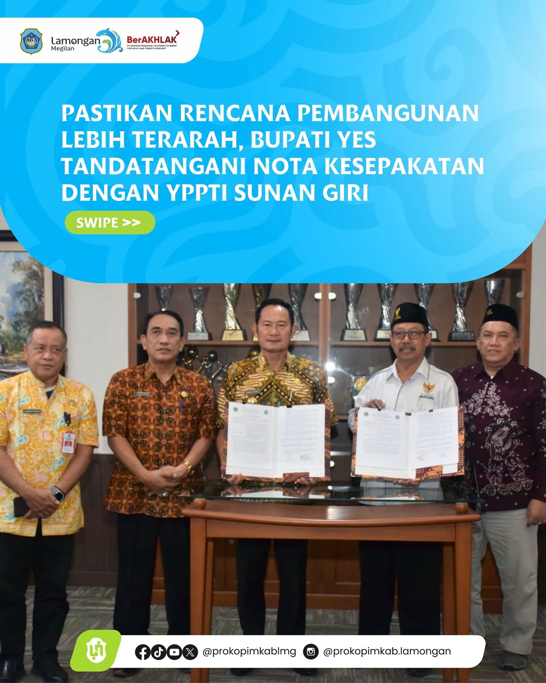 Foto: Pastikan Rencana Pembangunan Lebih Terarah, Bupati Yes Tandatangani Nota Kesepakatan dengan YPPTI Sunan Giri