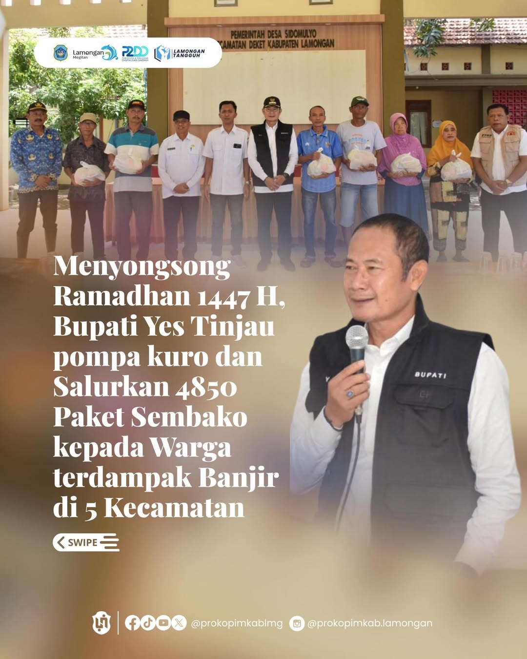 Foto: Menyongsong Ramadhan 1447 H, Bupati Yes Tinjau Pompa Kuro dan Salurkan 4.850 Paket Sembako kepada Warga Terdampak Banjir di 5 Kecamatan