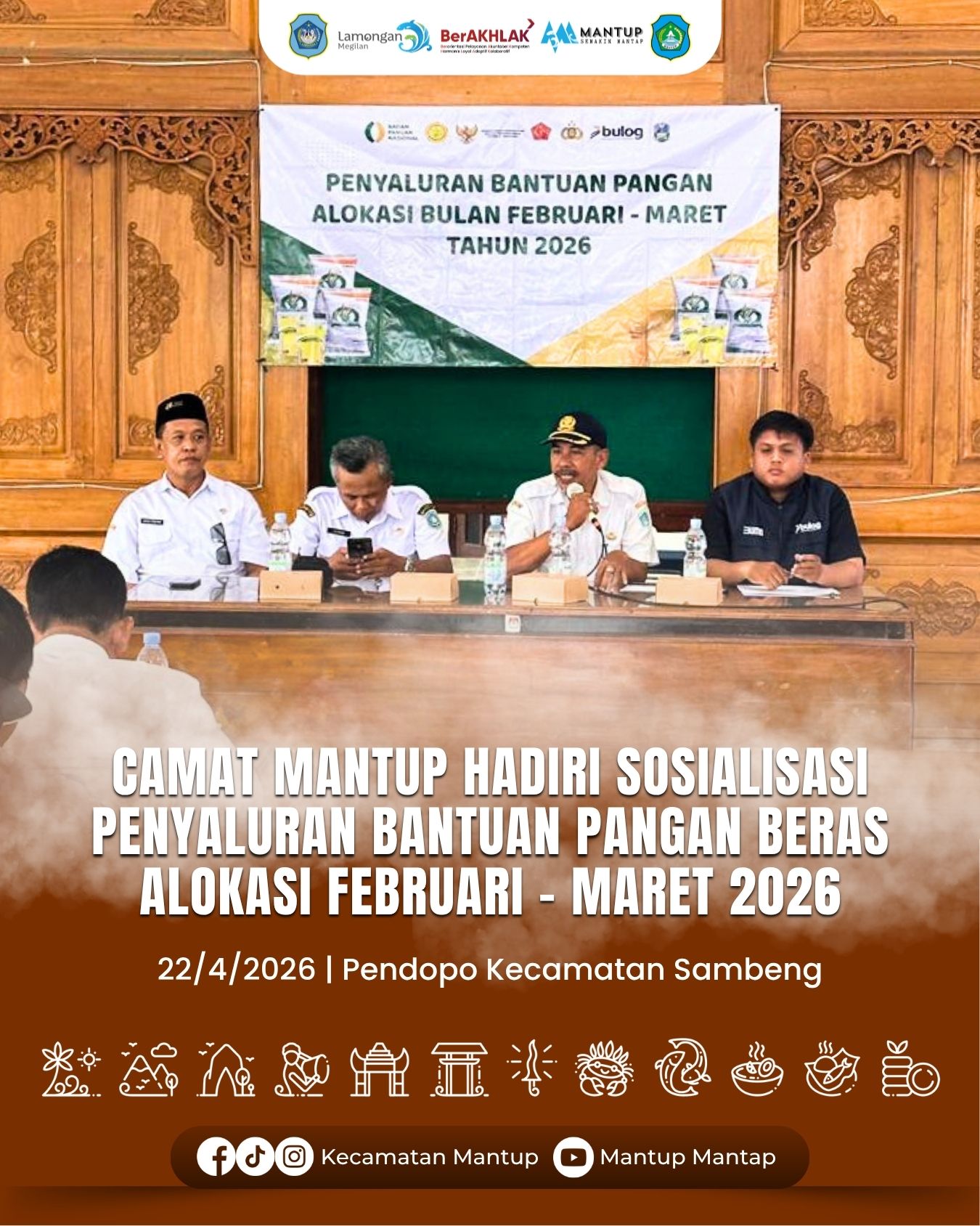 Foto: Camat Mantup Hadiri Sosialisasi Penyaluran Bantuan Pangan Beras Alokasi Februari–Maret 2026