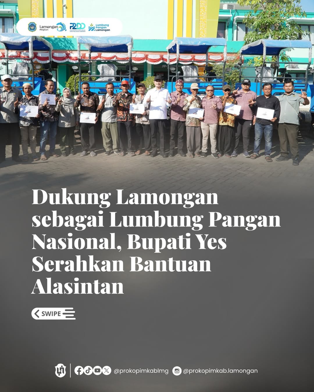 Foto: Dukung Lamongan sebagai Lumbung Pangan Nasional, Bupati Yes Serahkan Bantuan Alasintan